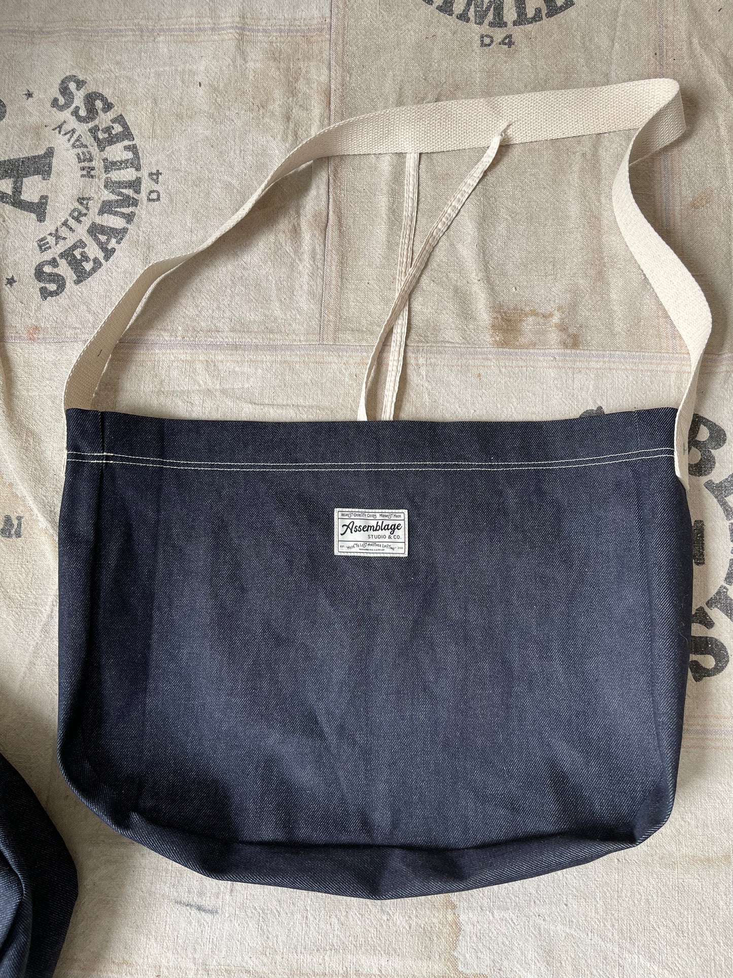 Raw Denim Lumber Messenger Bag