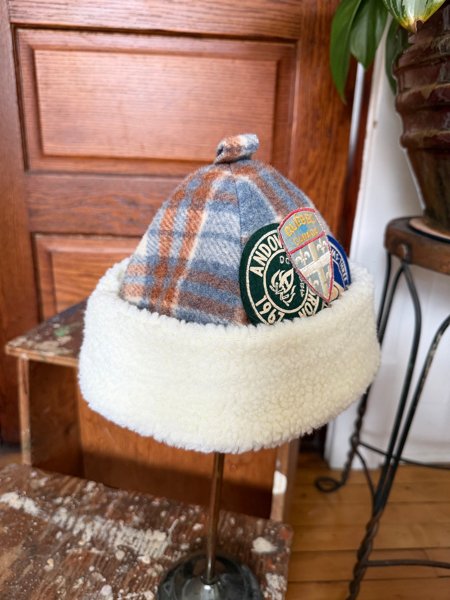 Patched Plaid Beanie [S/M]