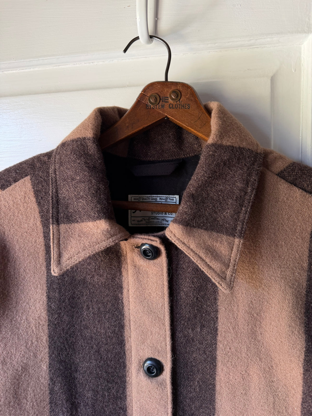 Striped Brown Wool Coat [S]