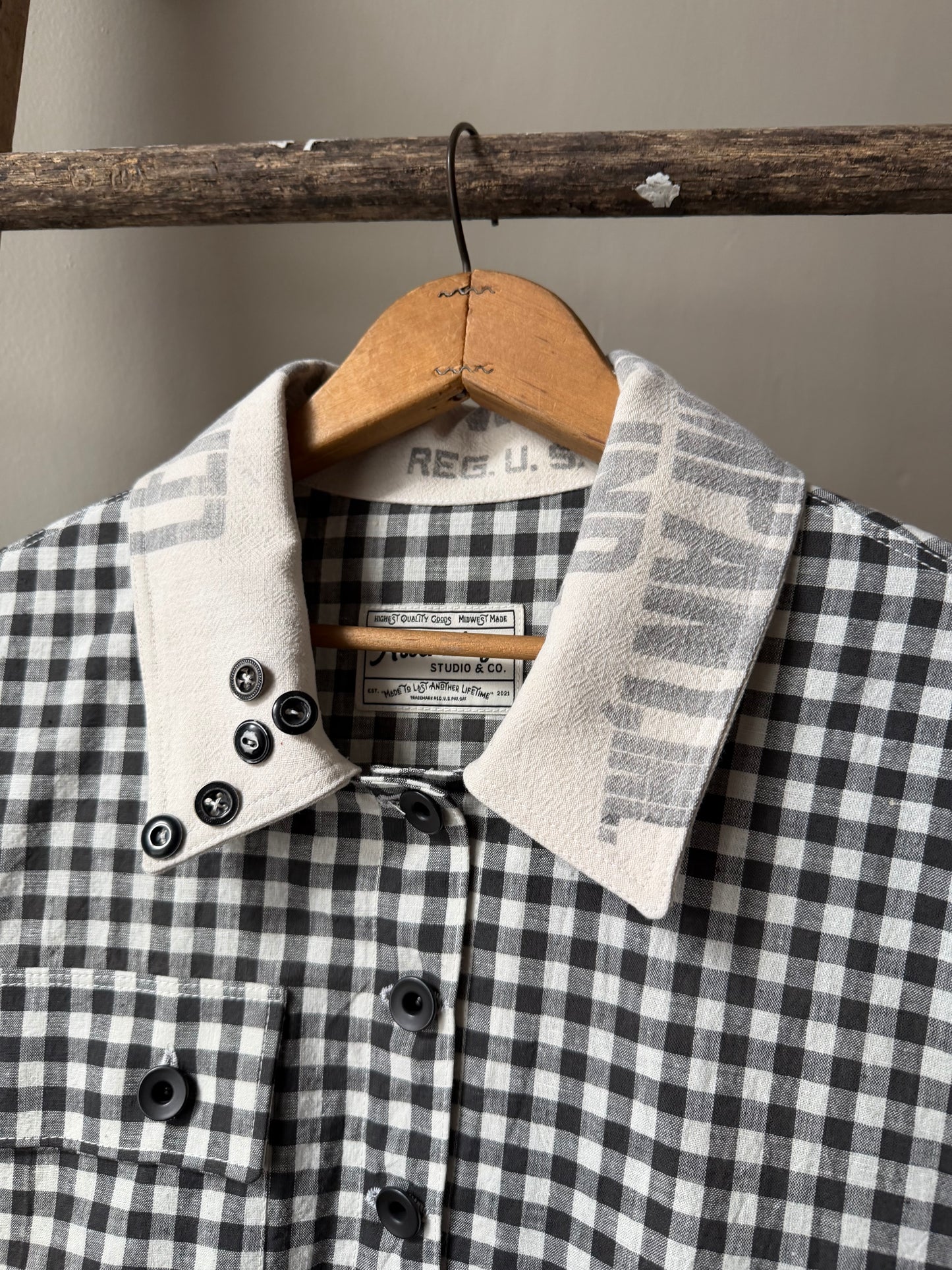 Antique Homespun Gingham Shirt [S/M]