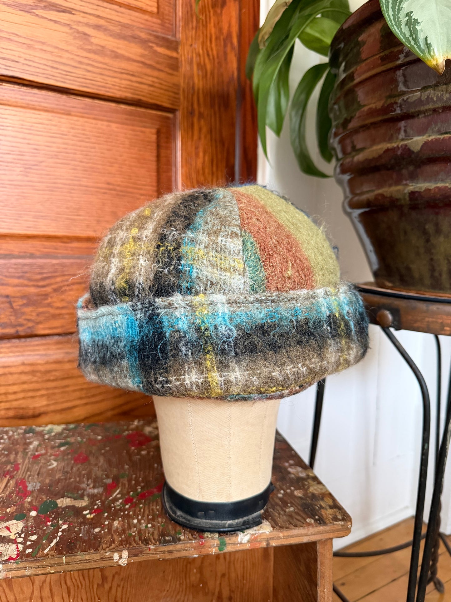 Green Reversible Mohair Toque [M/L]