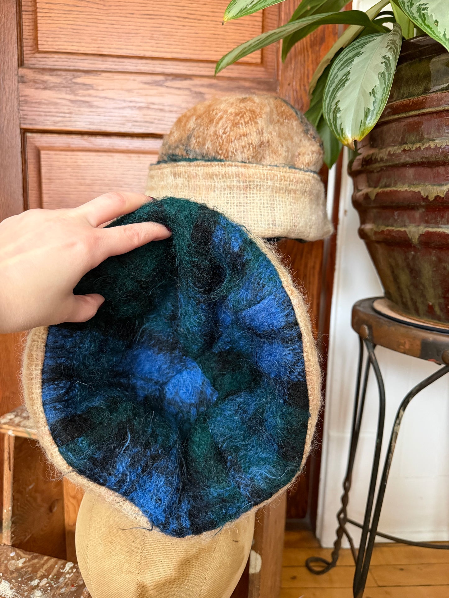Blue Reversible Mohair Toque [M/L]