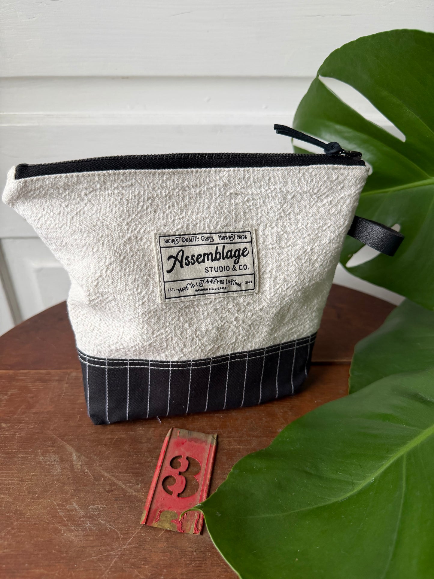 Black & White Striped Zipper Pouches