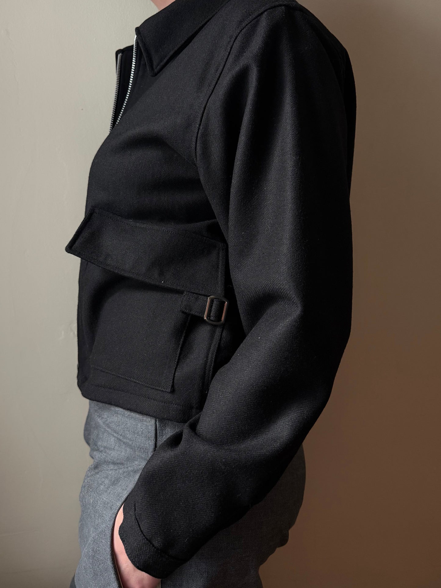 Black Wool & Rayon Ricky Jacket [S]