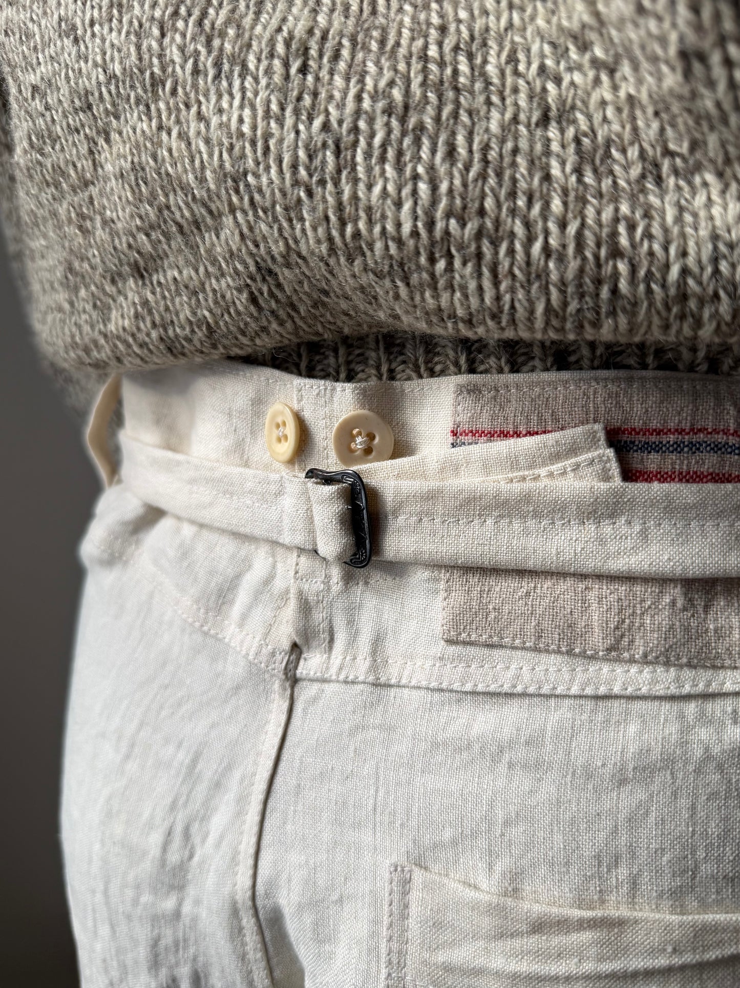 French Linen Buckleback Trousers [30-34” Waist]