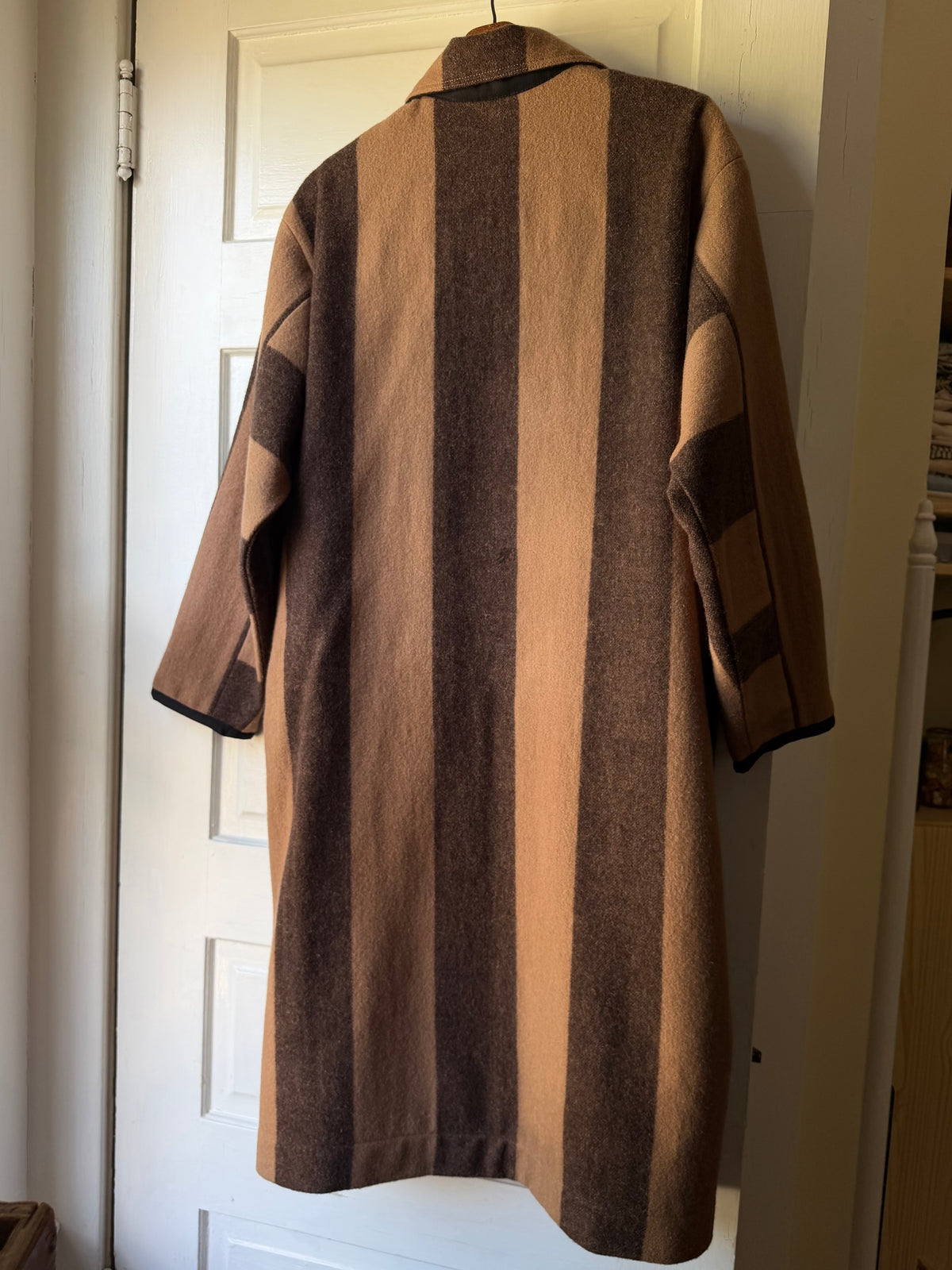 Striped Brown Wool Coat [S]