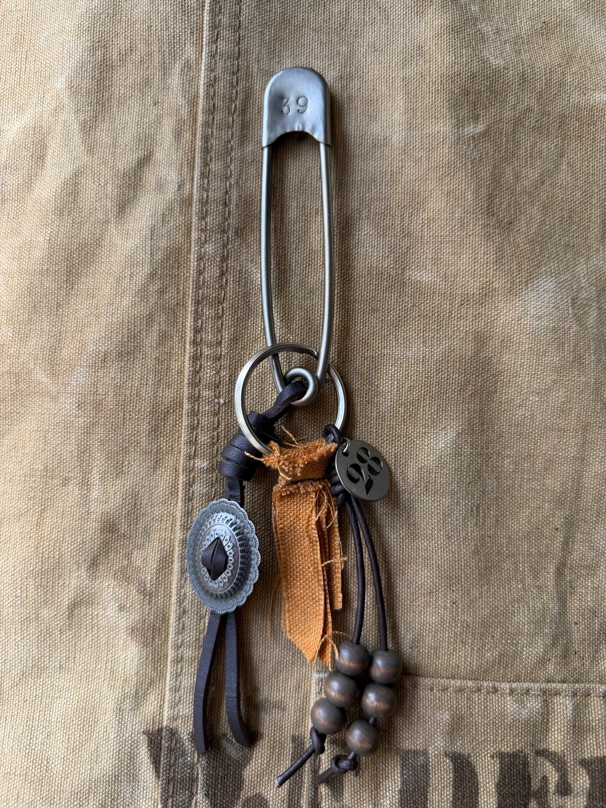 Safety Pin Bag Charm Keychain