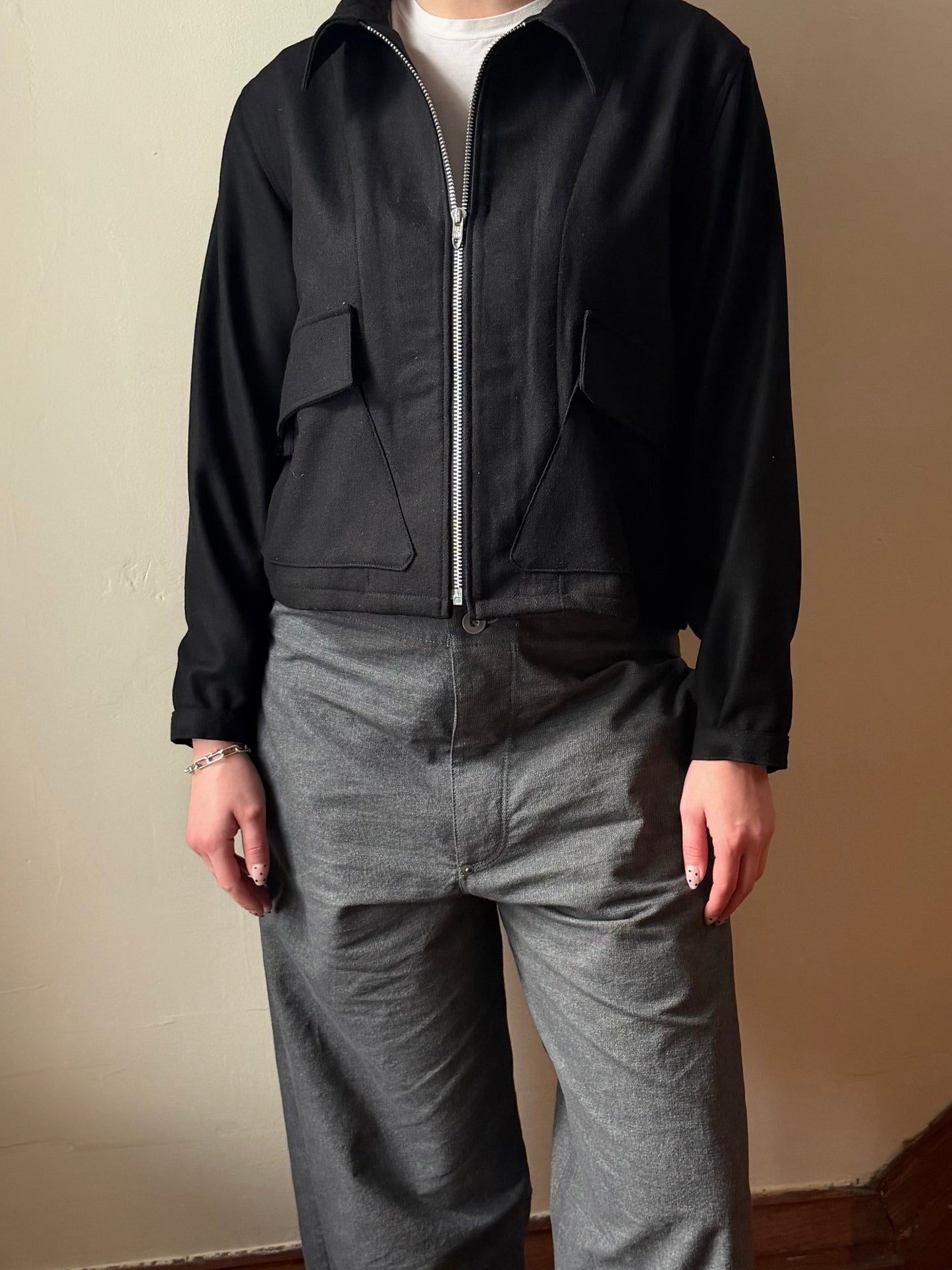 Black Wool & Rayon Ricky Jacket [S]