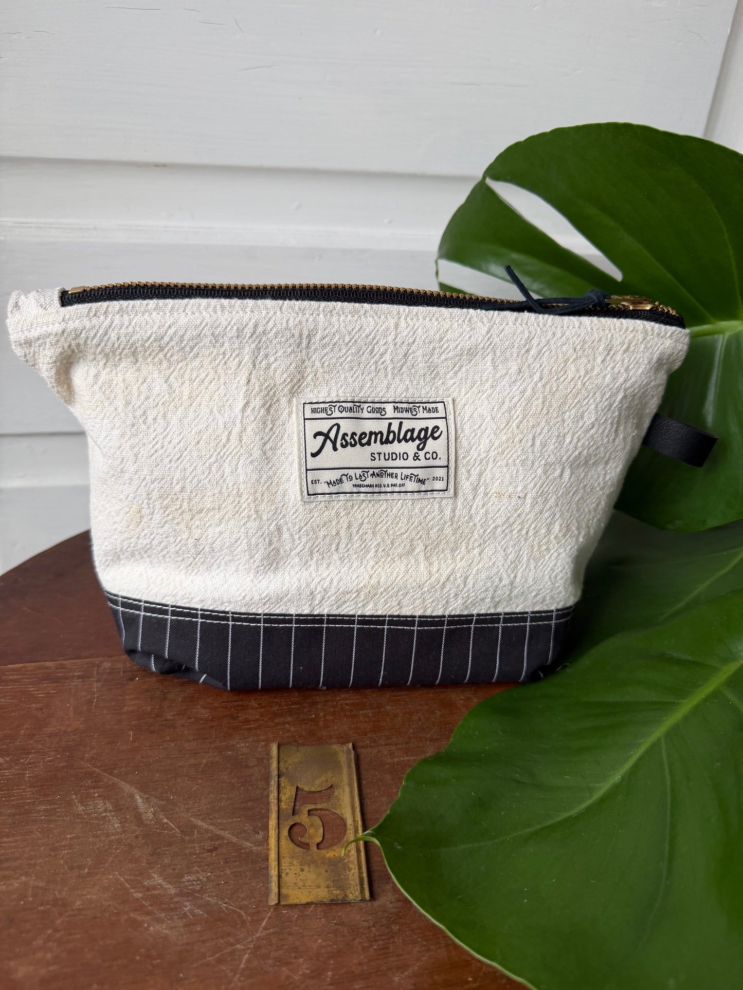 Black & White Striped Zipper Pouches
