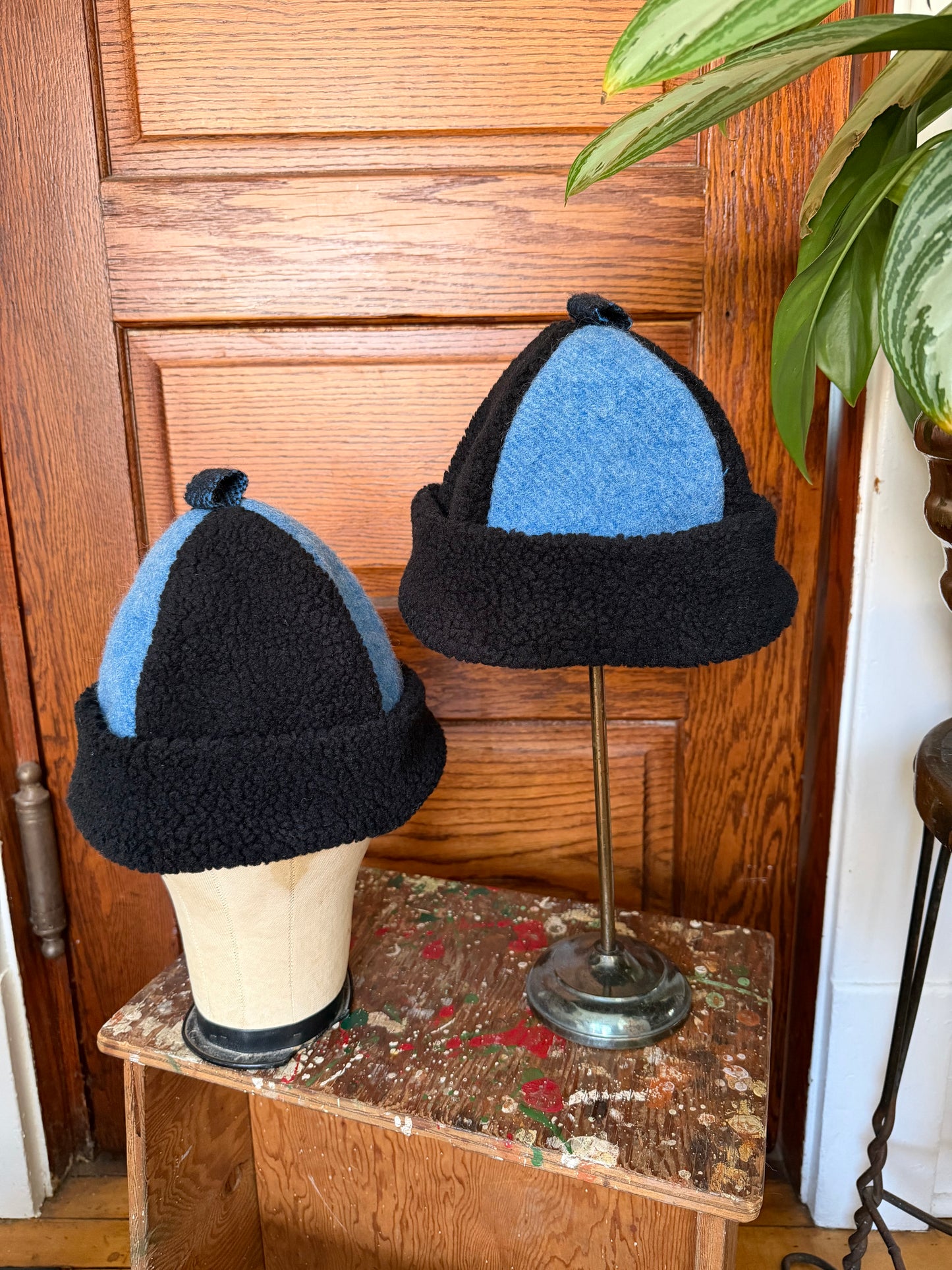 Blue Wool Sherpa Beanie [S/M]