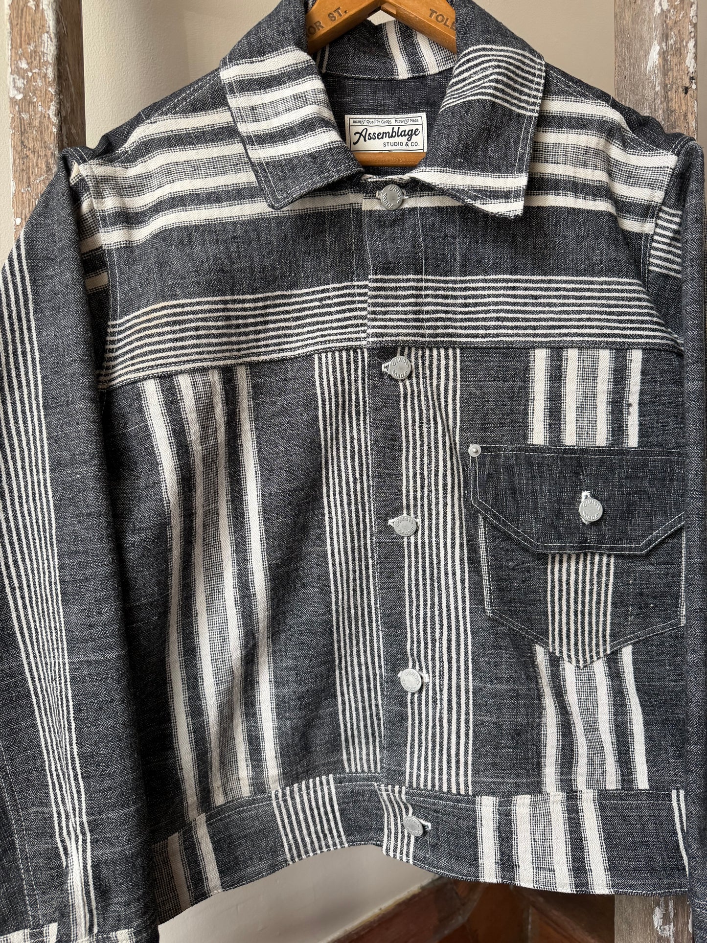 Striped Herringbone Trucker Jacket [M]