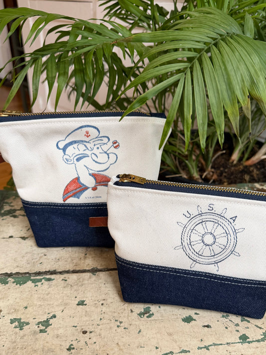 Sailor Denim Zipper Pouches