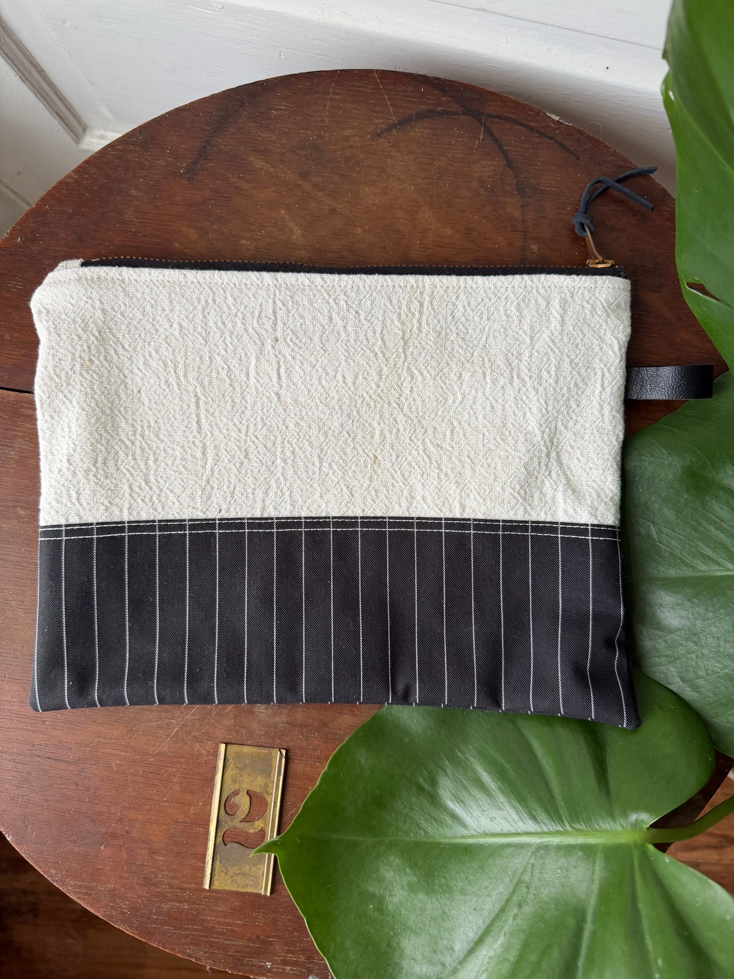 Black & White Striped Zipper Pouches