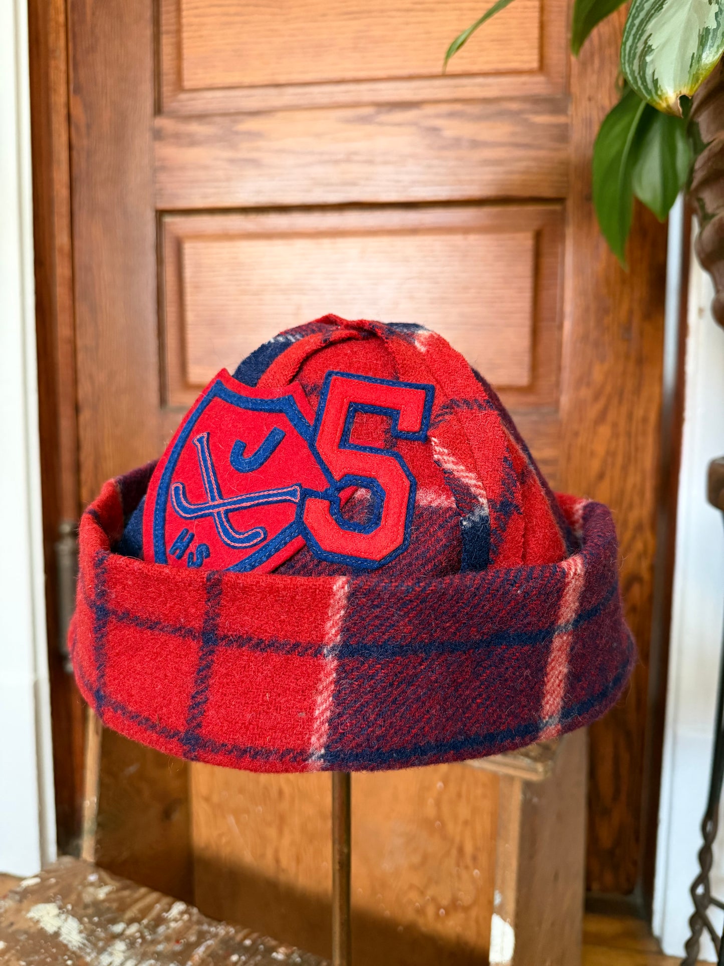 Plaid Varsity Patch Beanie [M/L]