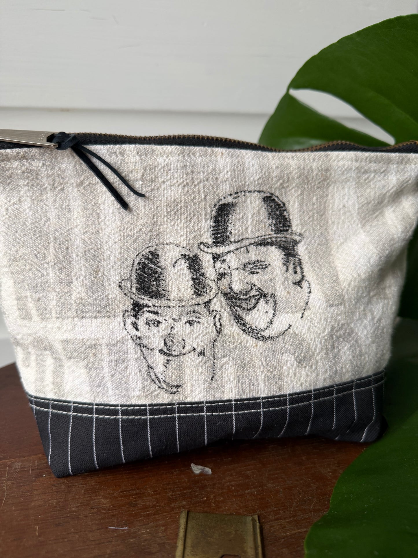 Black & White Striped Zipper Pouches