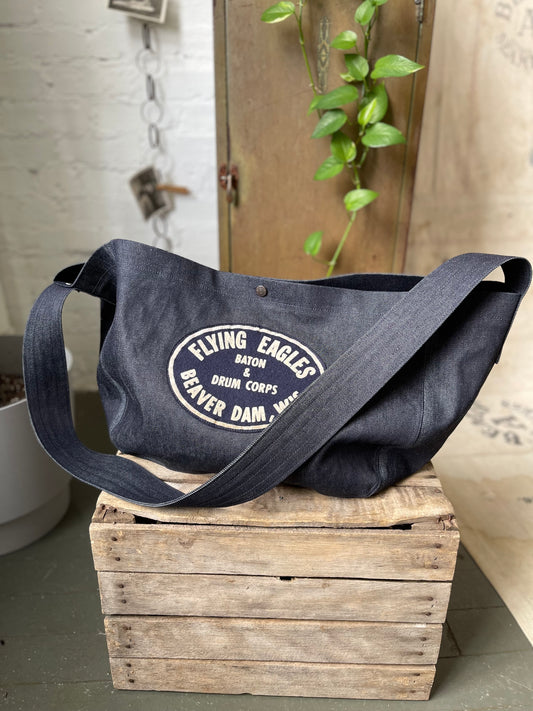 Raw Denim Messenger Bag