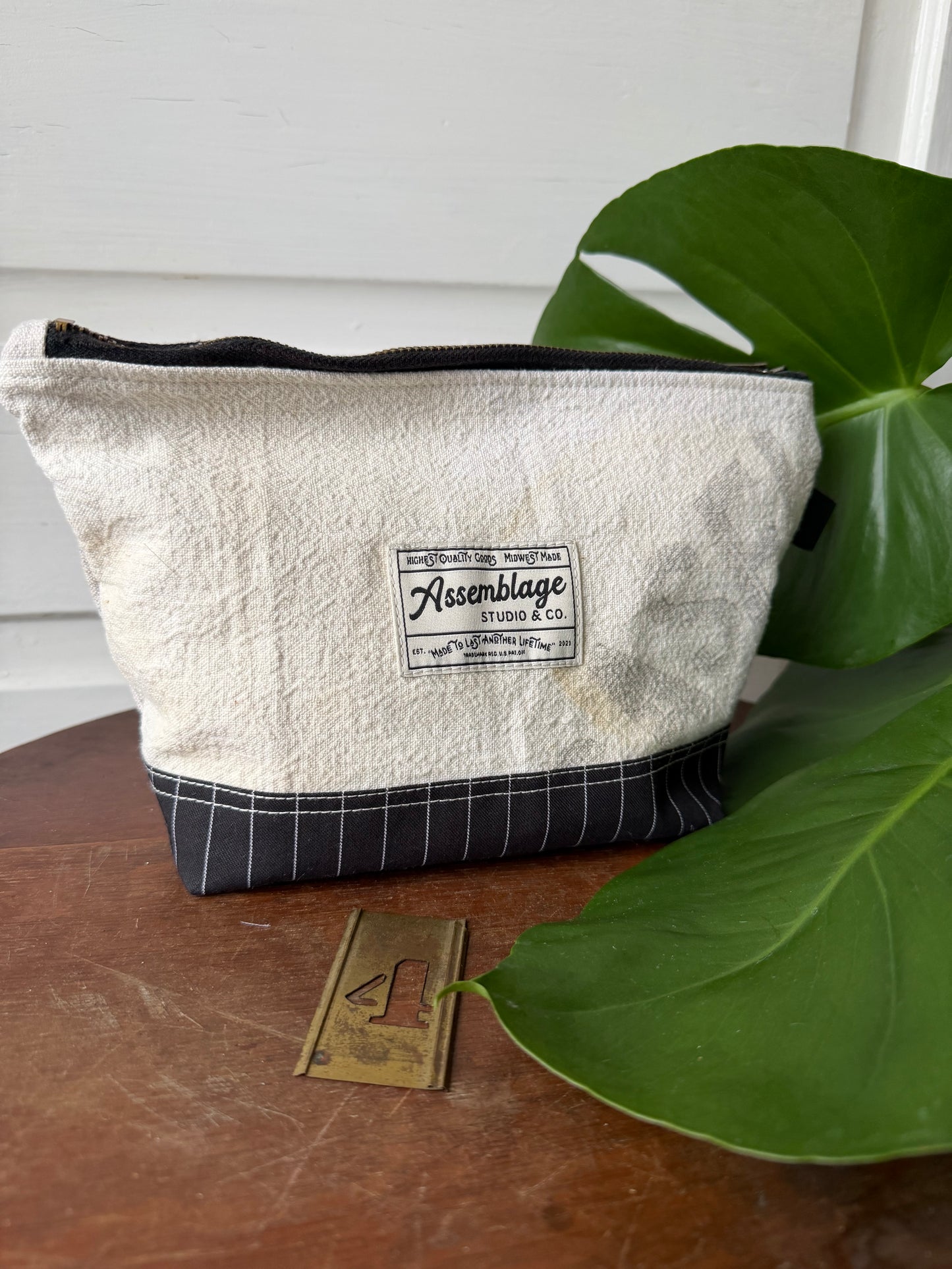 Black & White Striped Zipper Pouches