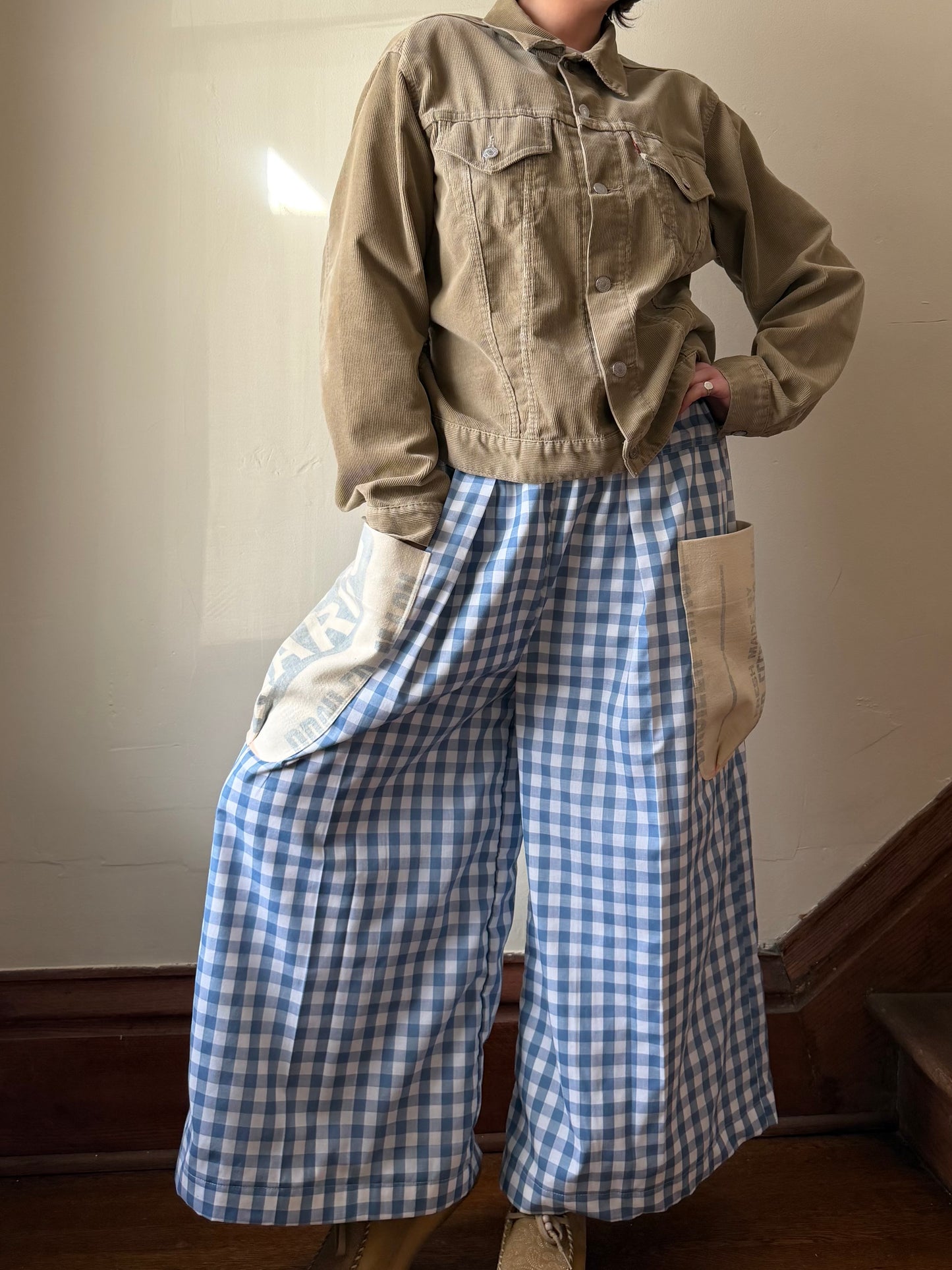 Gingham Feedsack Trousers [L]