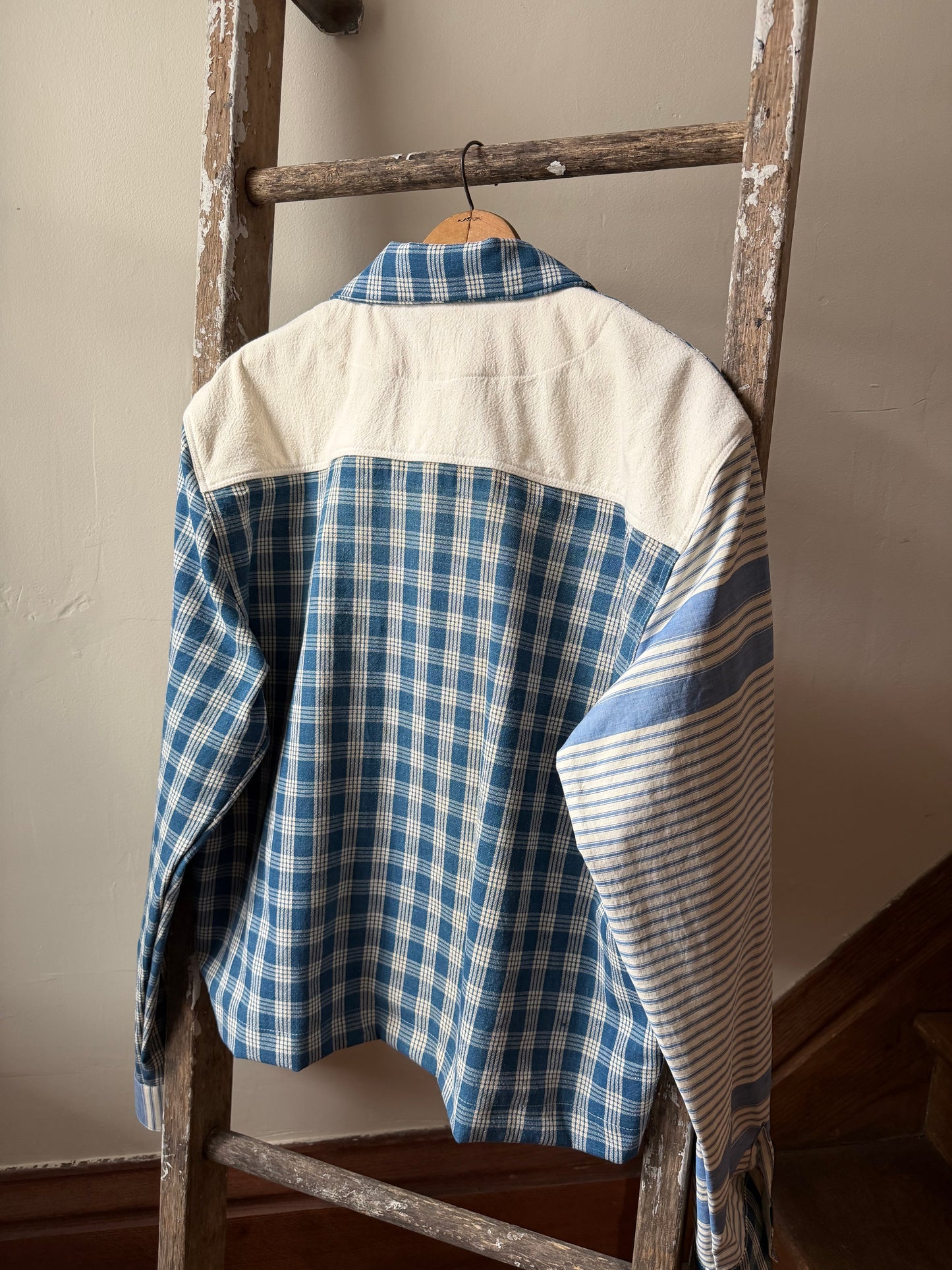 Homespun Cotton & Ticking Overshirt [L]