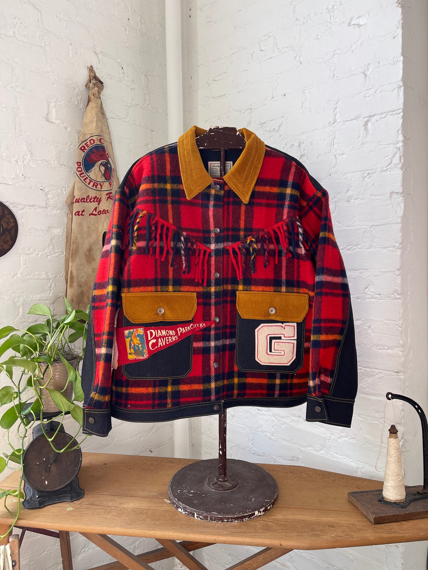 Wool Fringe & Denim Horse Jacket [L/XL]