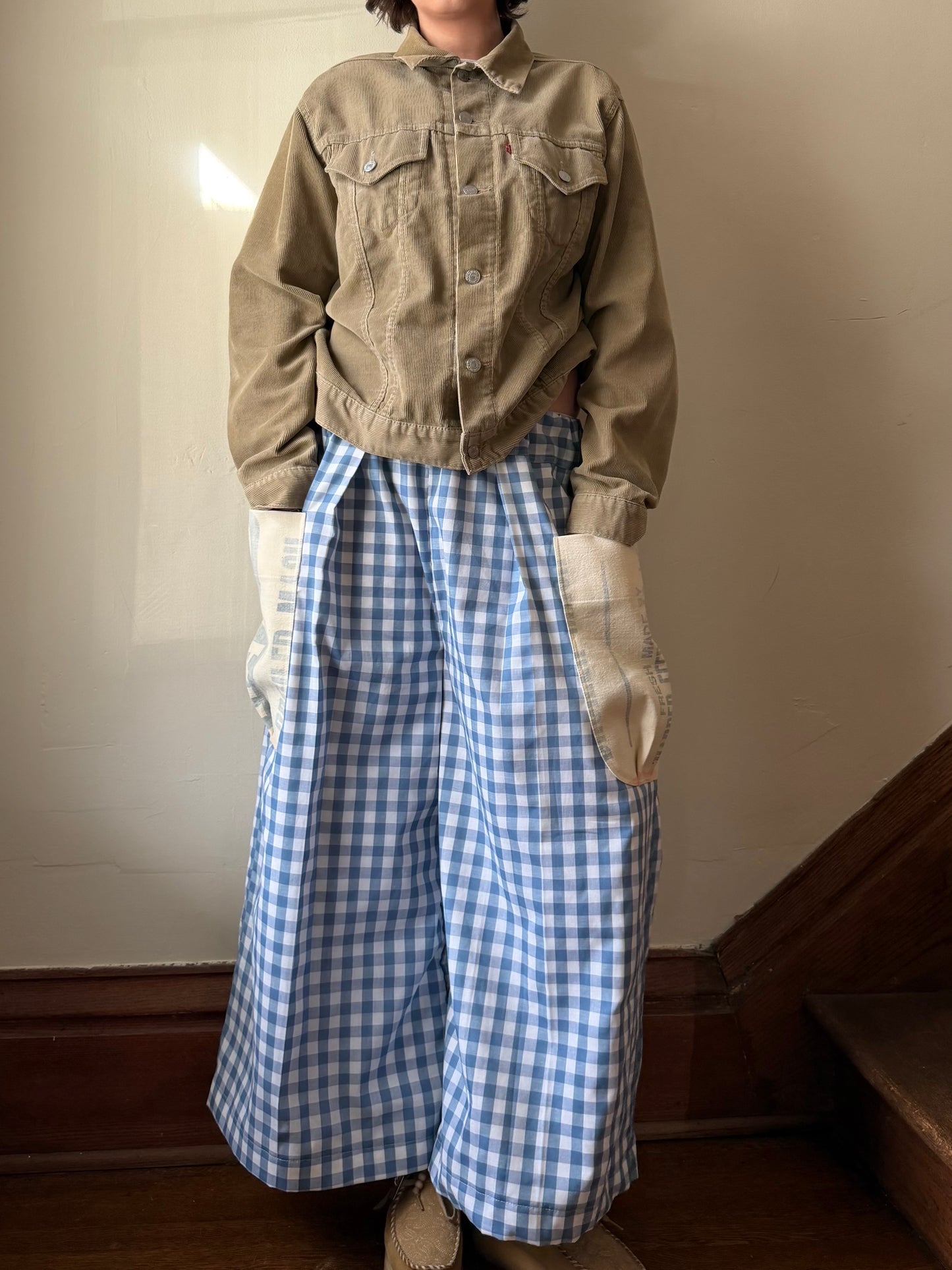 Gingham Feedsack Trousers [L]