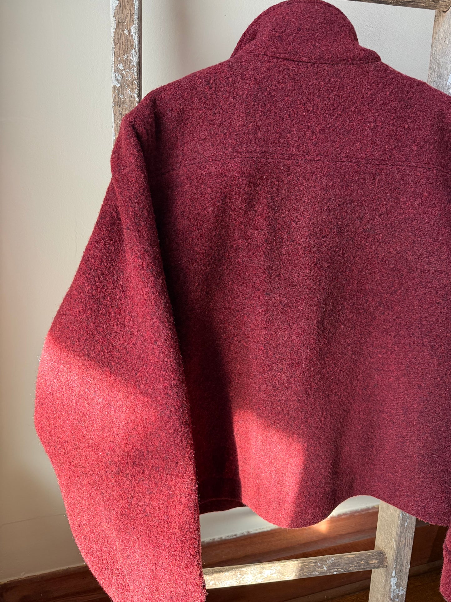 Striped Maroon Wool Varsity Jacket [L]