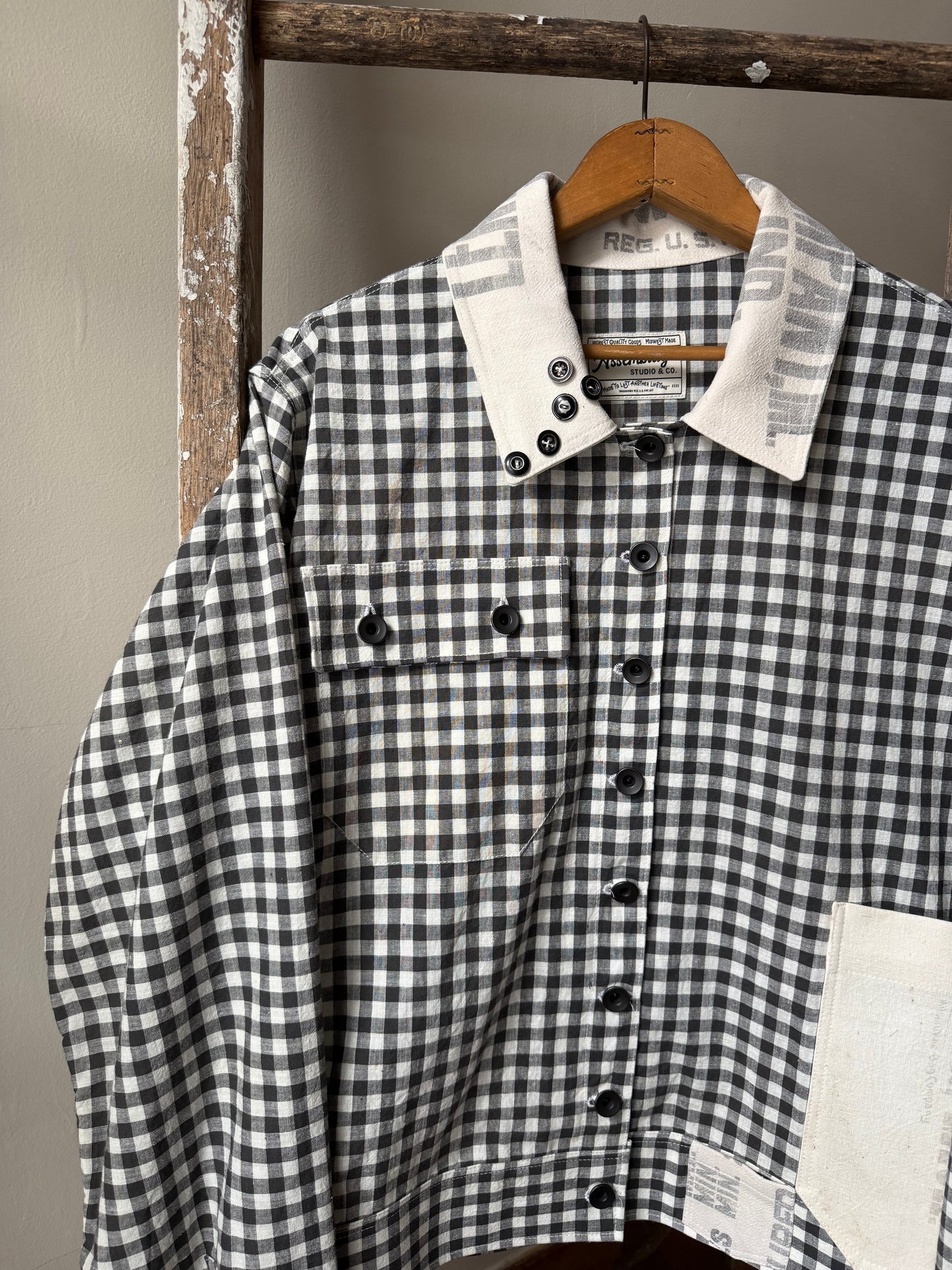 Antique Homespun Gingham Shirt [S/M]