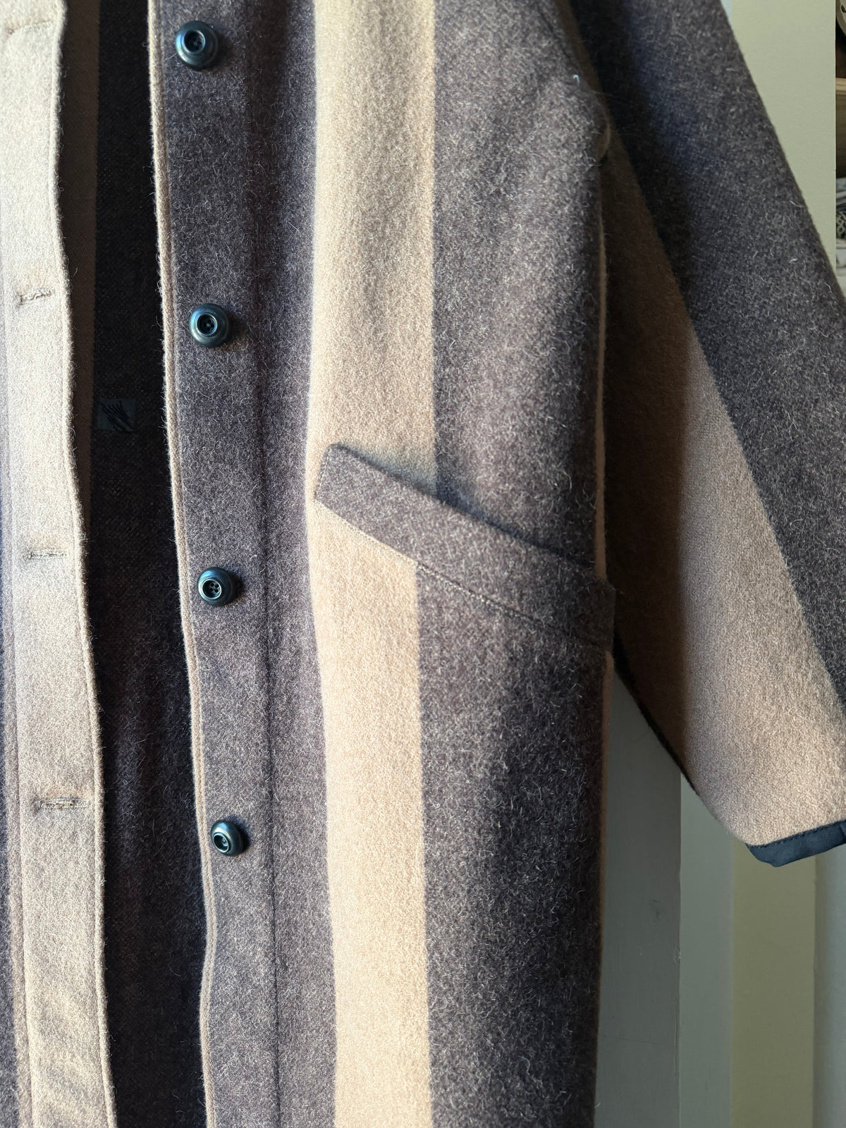 Striped Brown Wool Coat [S]