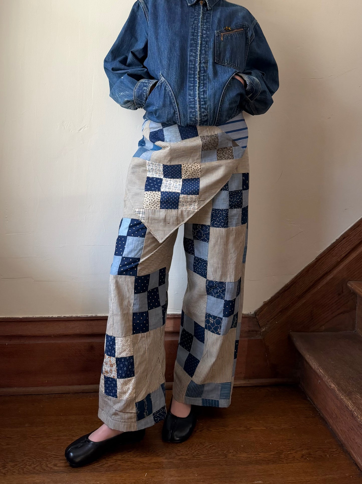 Antique Calico Quilt Topper Pants [M]
