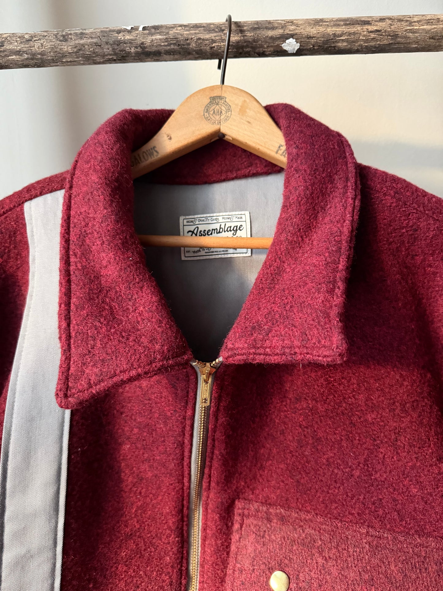 Striped Maroon Wool Varsity Jacket [L]