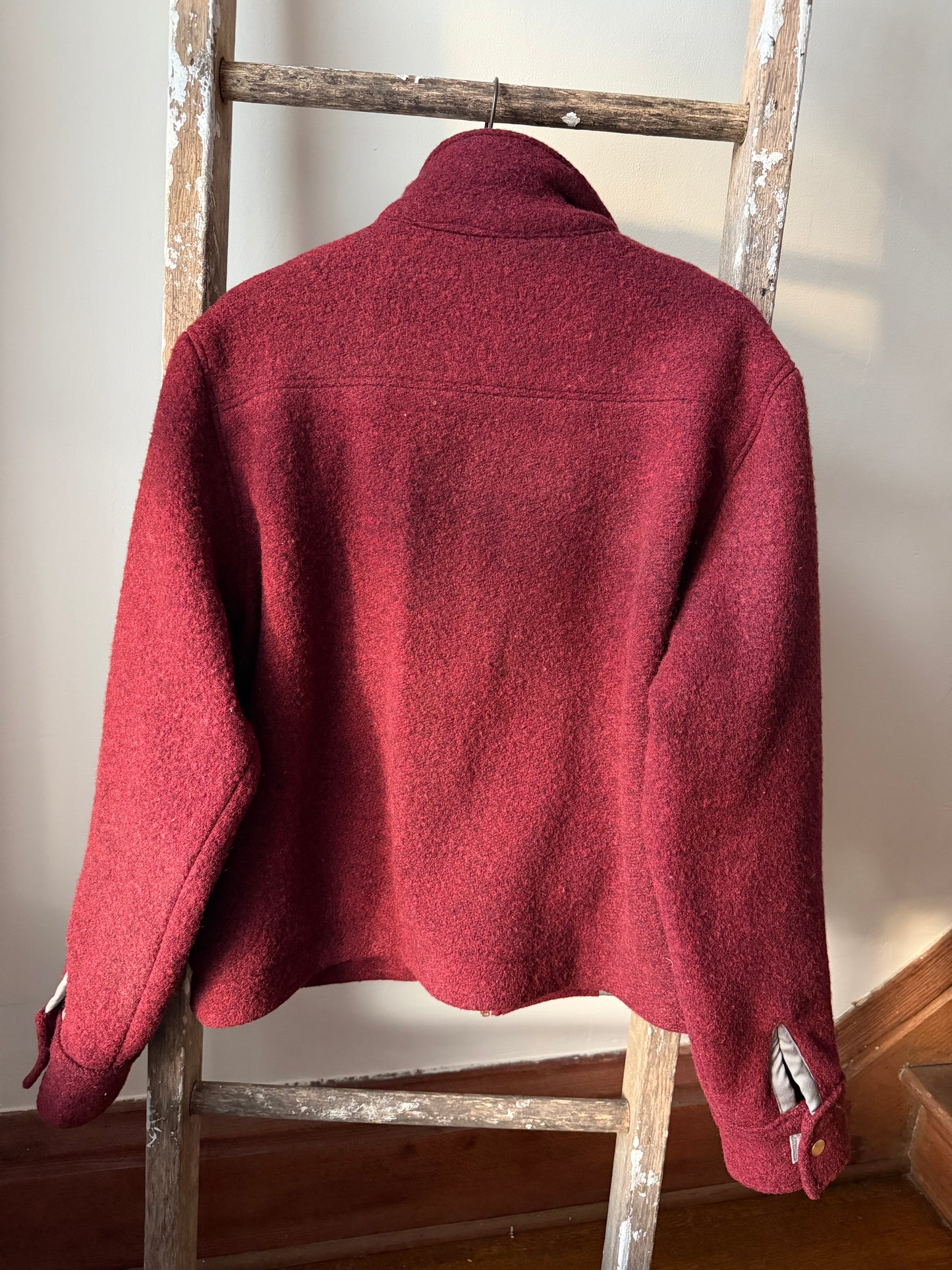 Striped Maroon Wool Varsity Jacket [L]