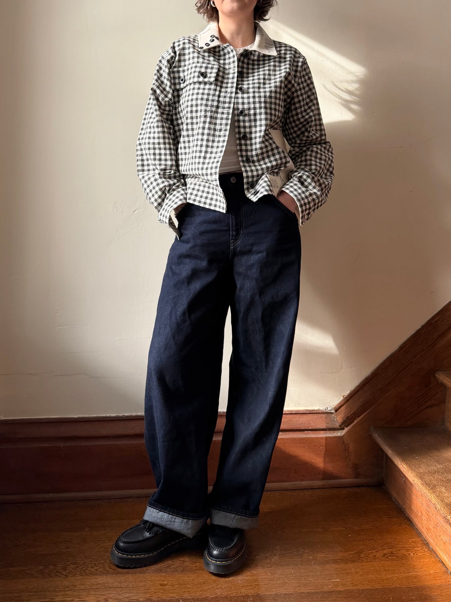 Antique Homespun Gingham Shirt [S/M]