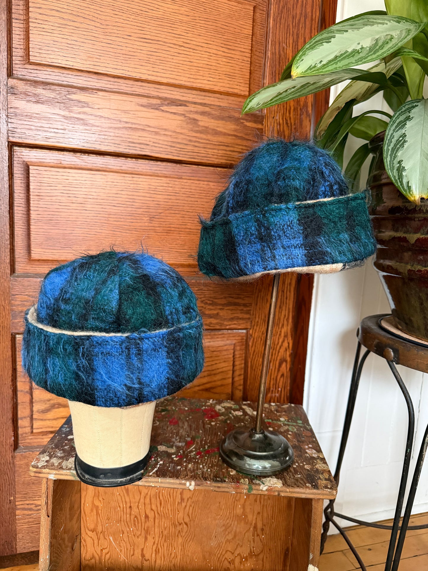 Blue Reversible Mohair Toque [M/L]