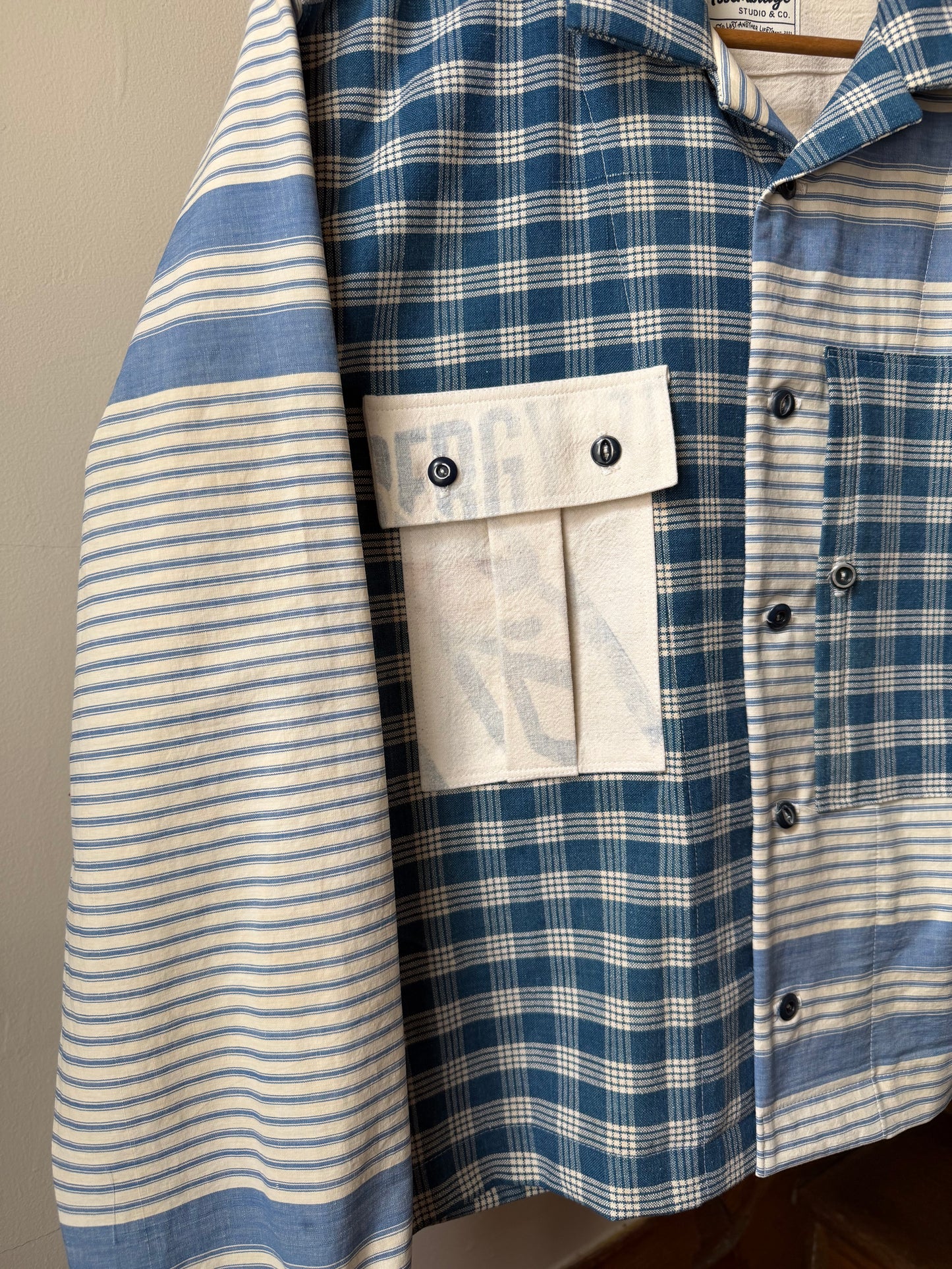 Homespun Cotton & Ticking Overshirt [L]