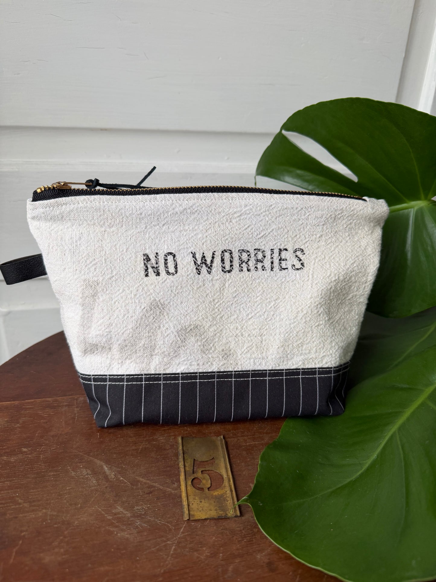 Black & White Striped Zipper Pouches