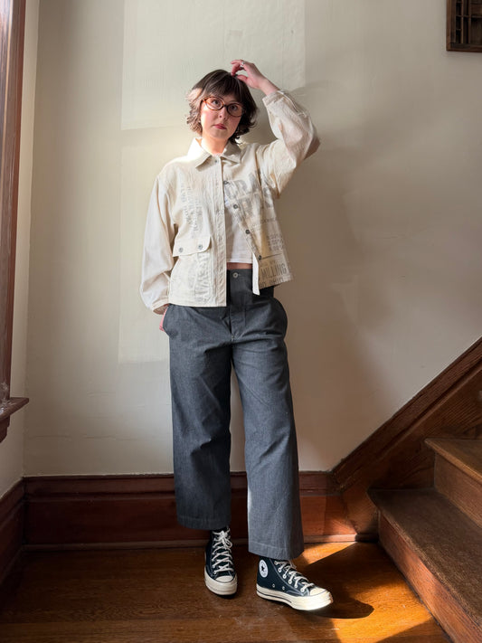 Salt & Pepper Buckleback Trousers [30-34” Waist]