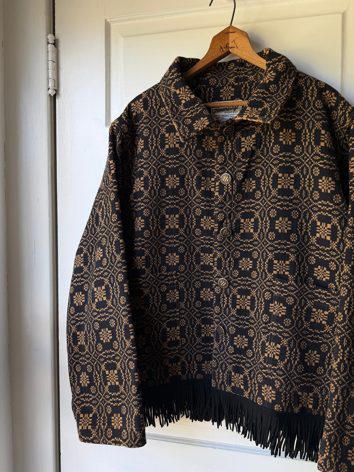 Woven Coverlet Fringe Jacket [L]