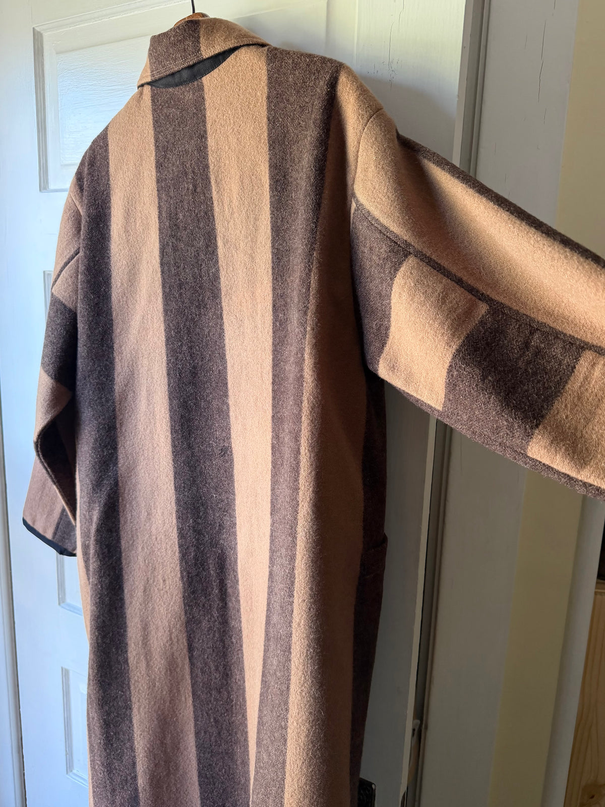 Striped Brown Wool Coat [S]