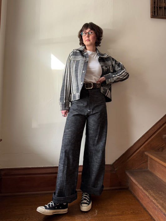 Striped Herringbone Trucker Jacket [M]