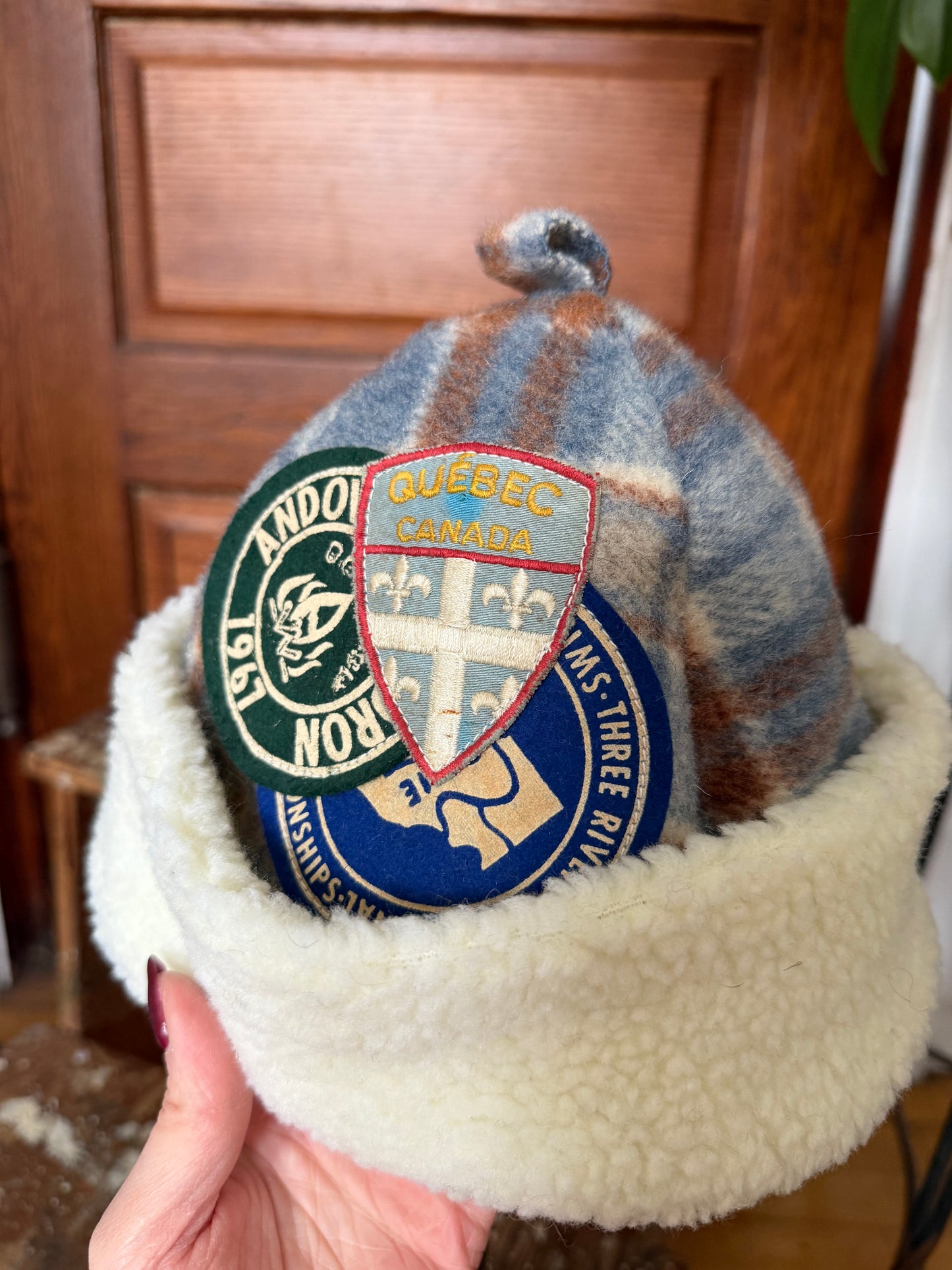 Patched Plaid Beanie [S/M]