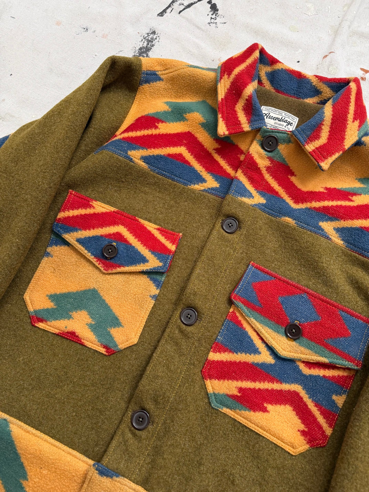 Olive Camp Blanket Wool Jacket [S]