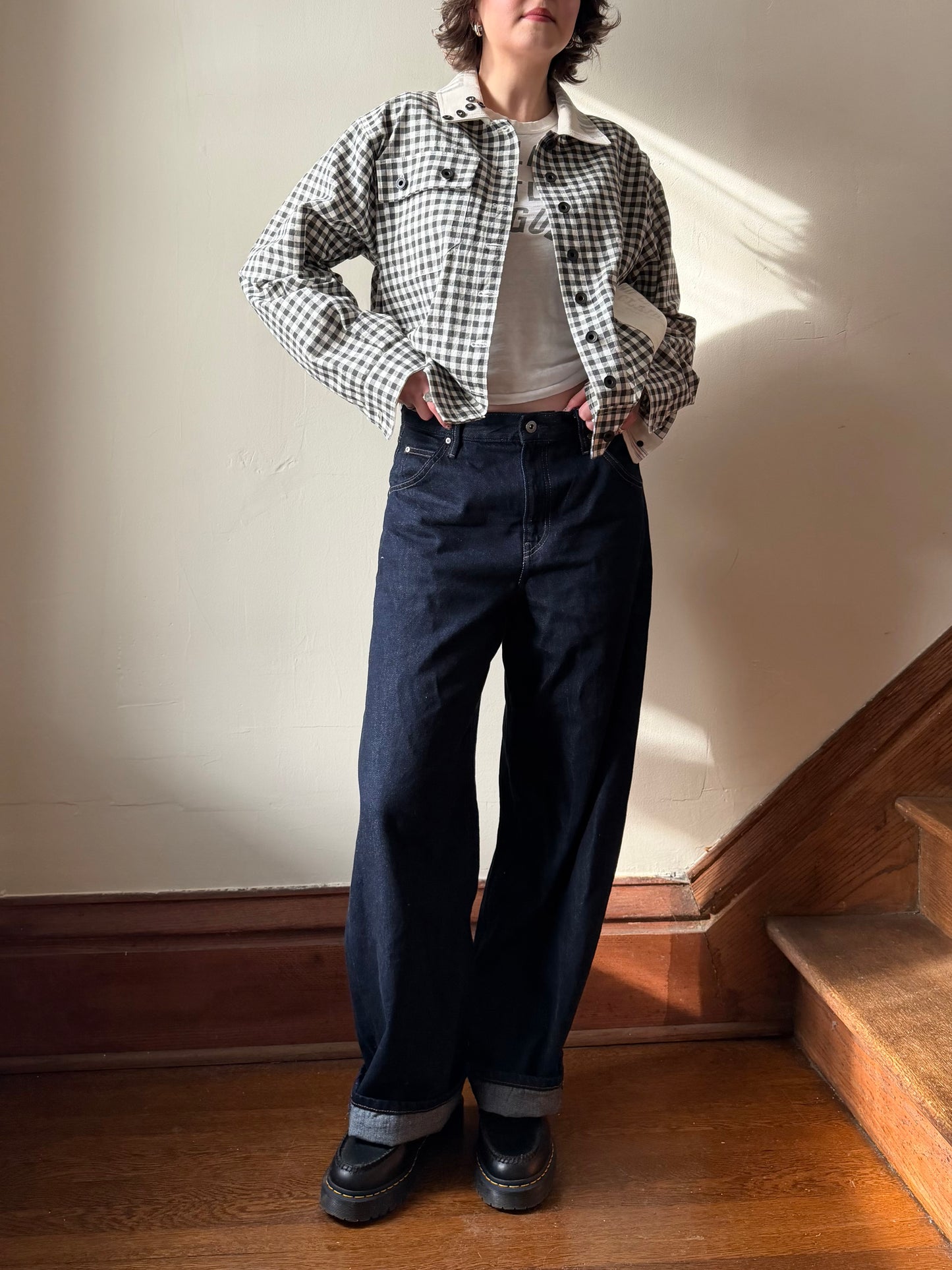 Antique Homespun Gingham Shirt [S/M]