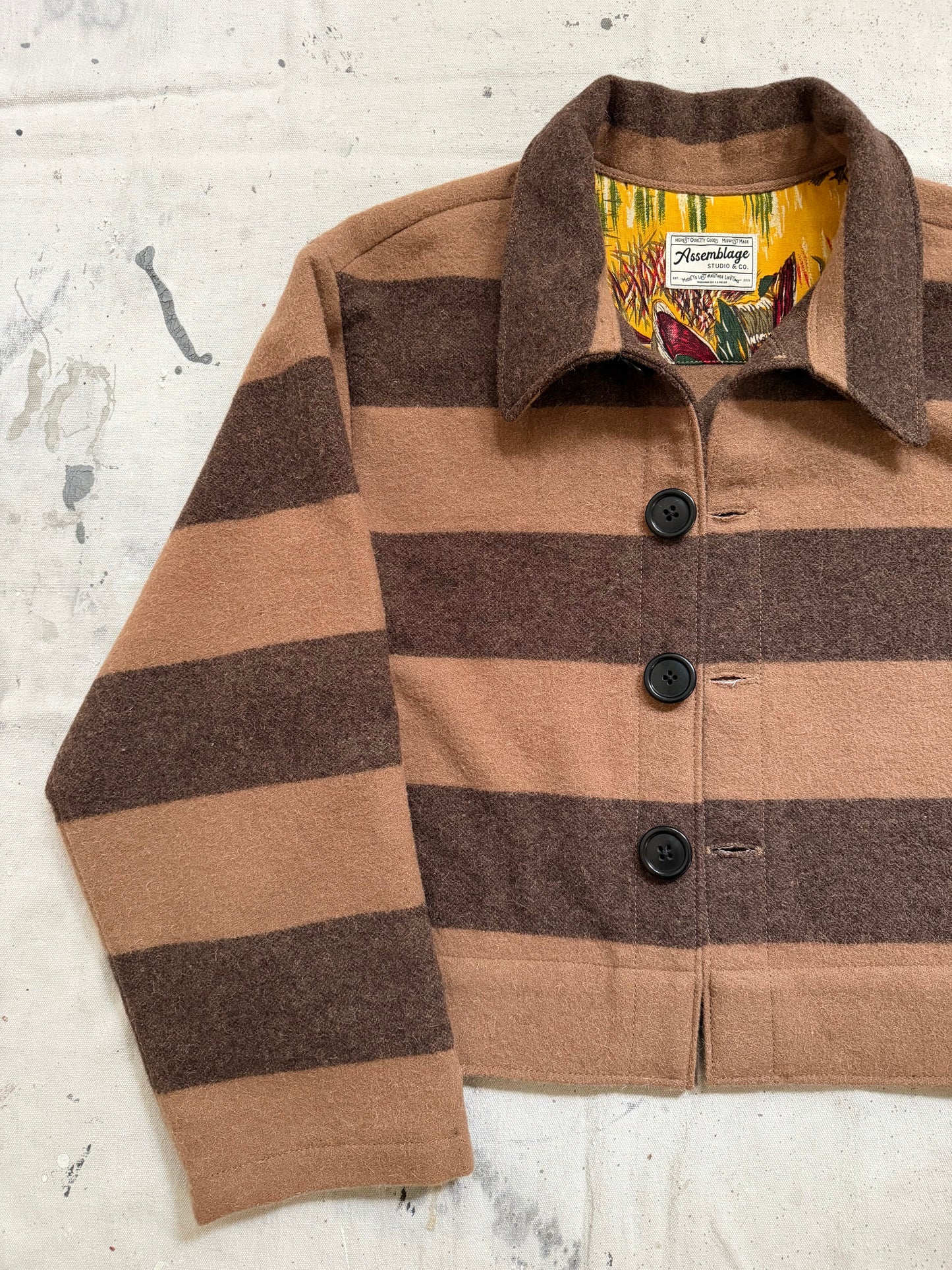 Brown Striped Wool Jacket [S/M]