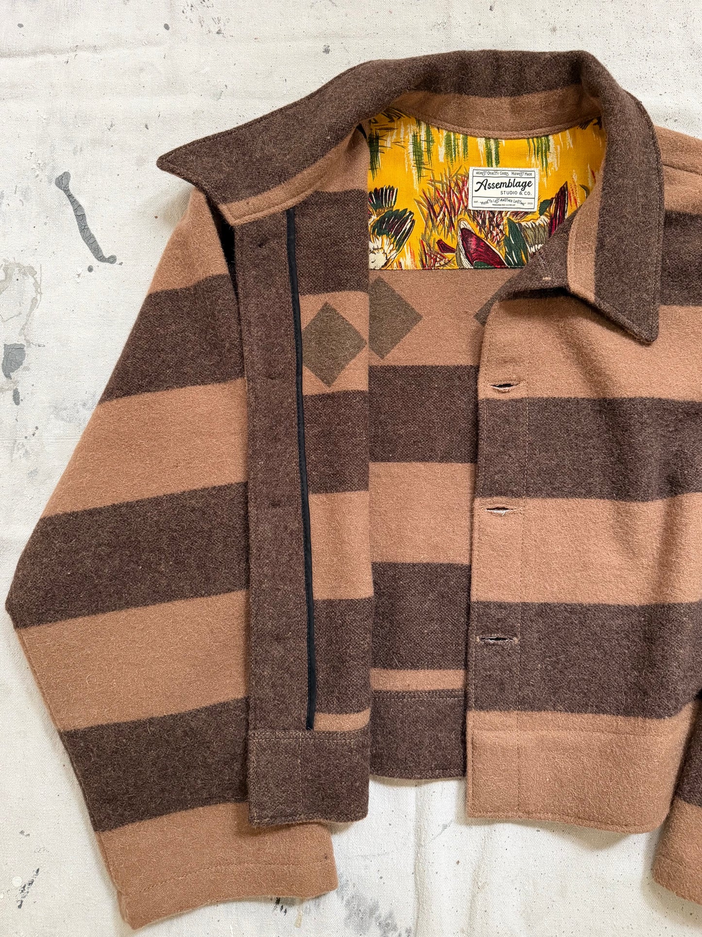 Brown Striped Wool Jacket [S/M]