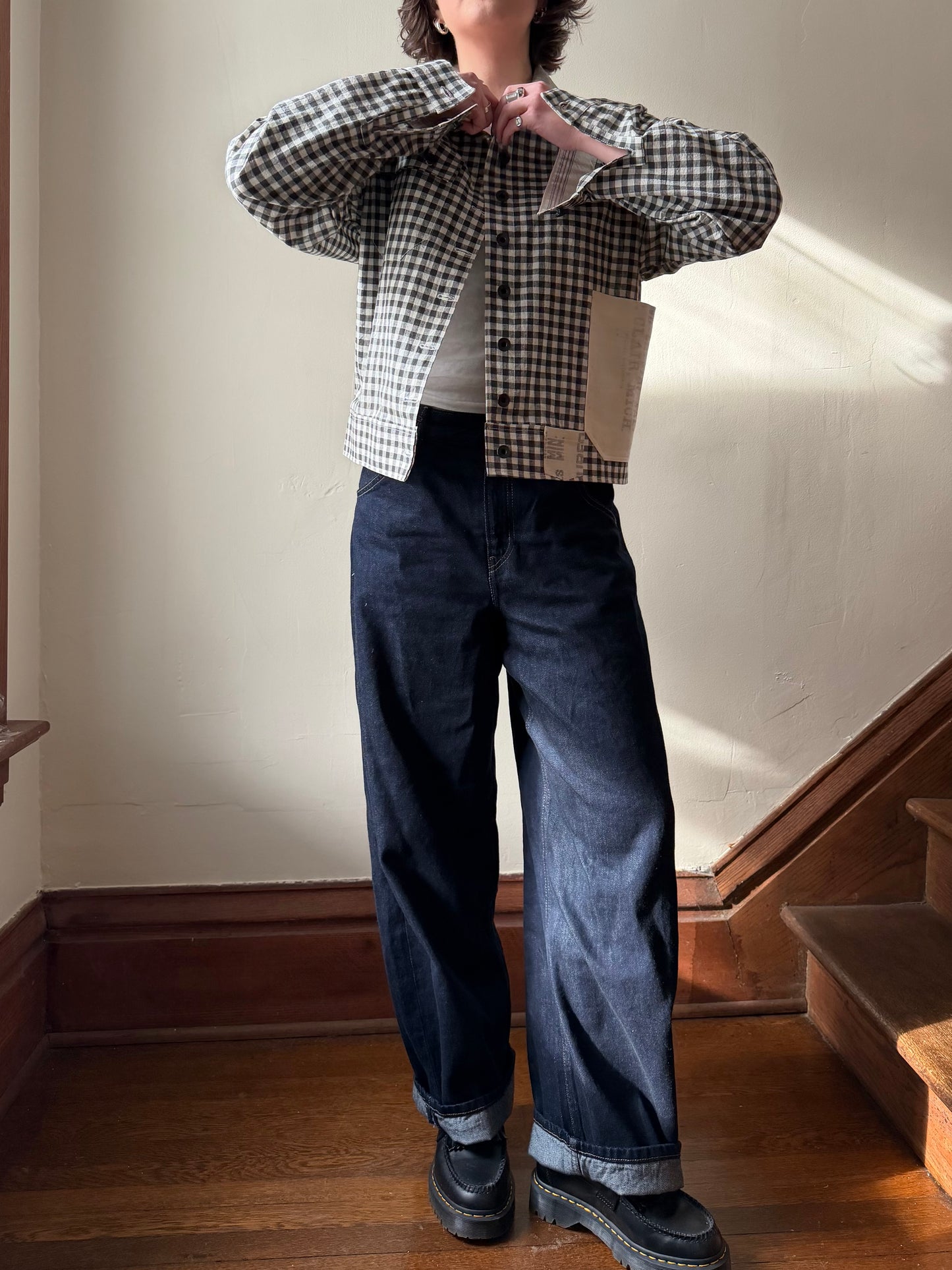 Antique Homespun Gingham Shirt [S/M]
