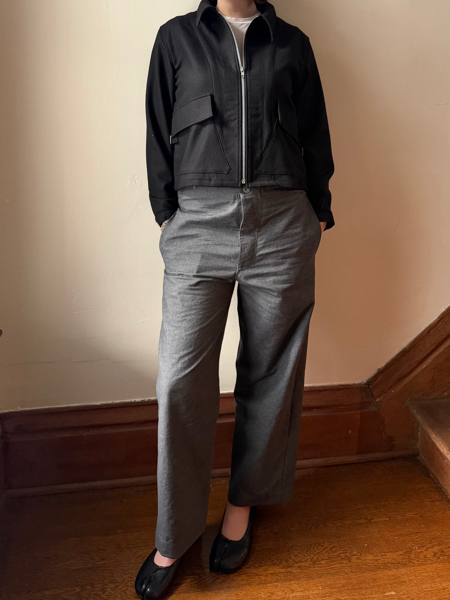 Salt & Pepper Buckleback Trousers [30-34” Waist]