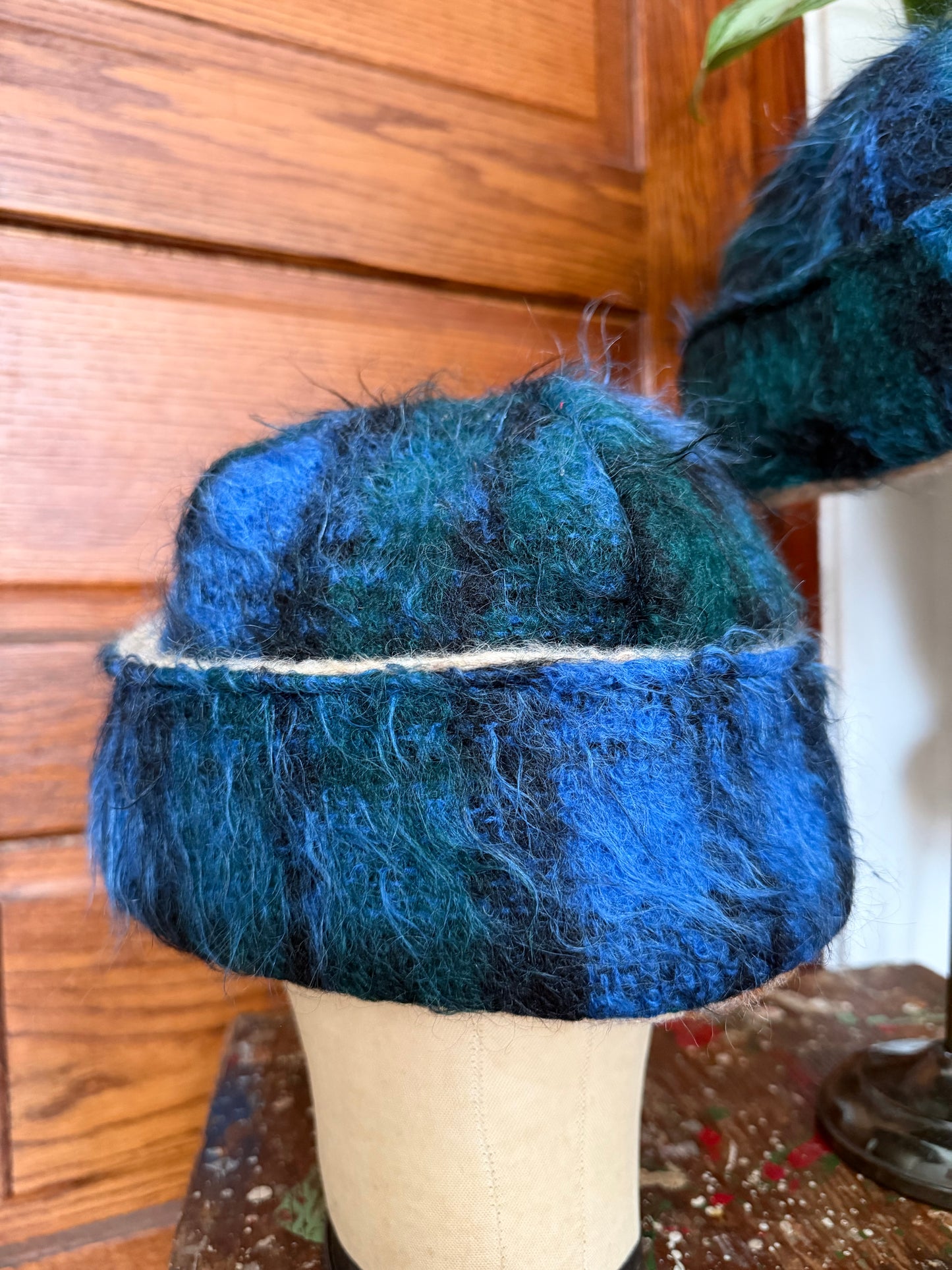 Blue Reversible Mohair Toque [M/L]