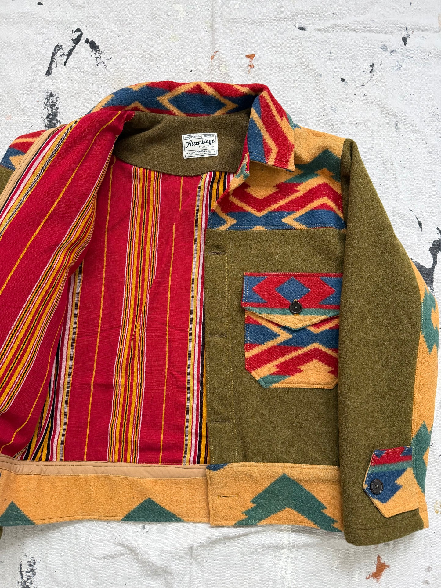 Olive Camp Blanket Wool Jacket [S]
