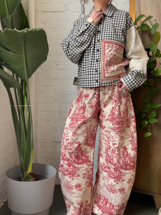 Toile & Lace Barrel Leg Pants [L]