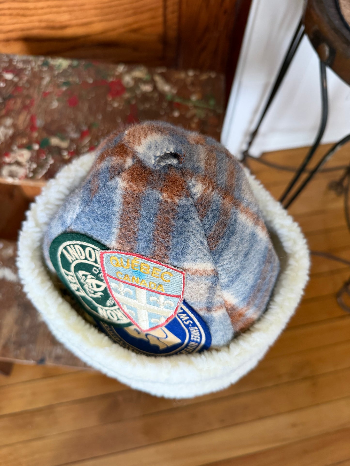 Patched Plaid Beanie [S/M]